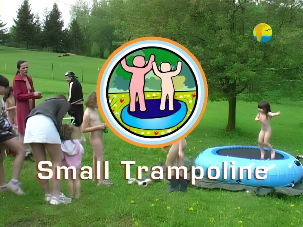 Naturist Freedom: Small Trampoline - Spiritual and physical harmony are essential in nudist culture