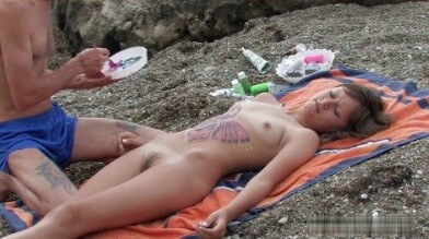 Naked body art on the beach Full HD video - Nudism and Respect for Nature and the Environment
