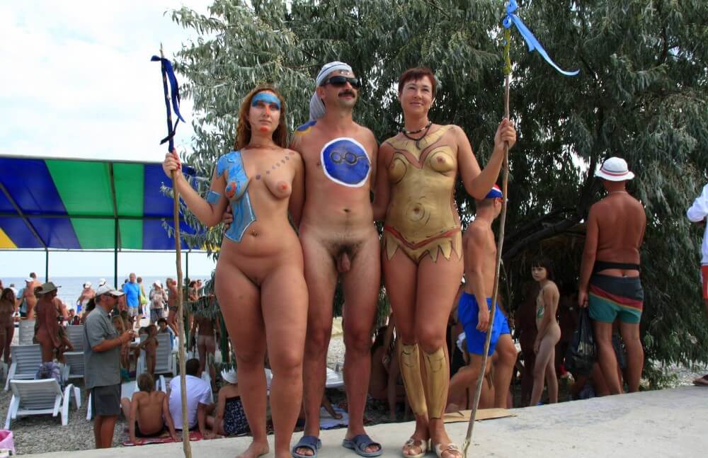 Three Painted Girl Poses pics - Nudity helps one feel a sense of freedom and liberation