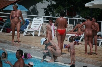 Enjoying The Sunny Pool gallery - Simplicity is an important part of naturists lives