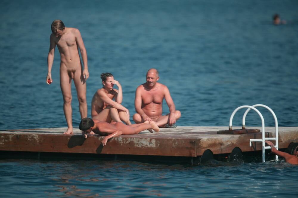 Naturist Family Water Slab pics - Naturists are open to the world and the environment